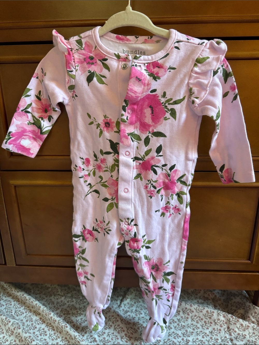 Bundles Pink Floral Footed One-Piece for Kids